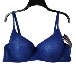 NWT 42C Women's Fashion Bra Underwire Lined Molded Removable Straps - Blue